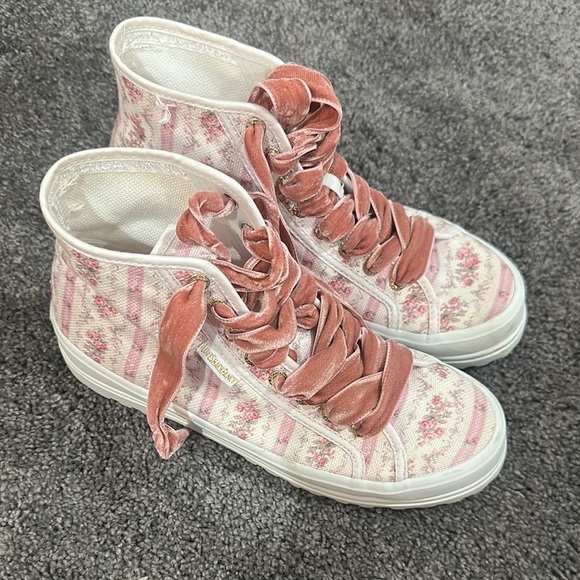 love shack fancy Shoes - Superga x Love Shack Fancy Floral High-Top Sneakers with Pink Accents